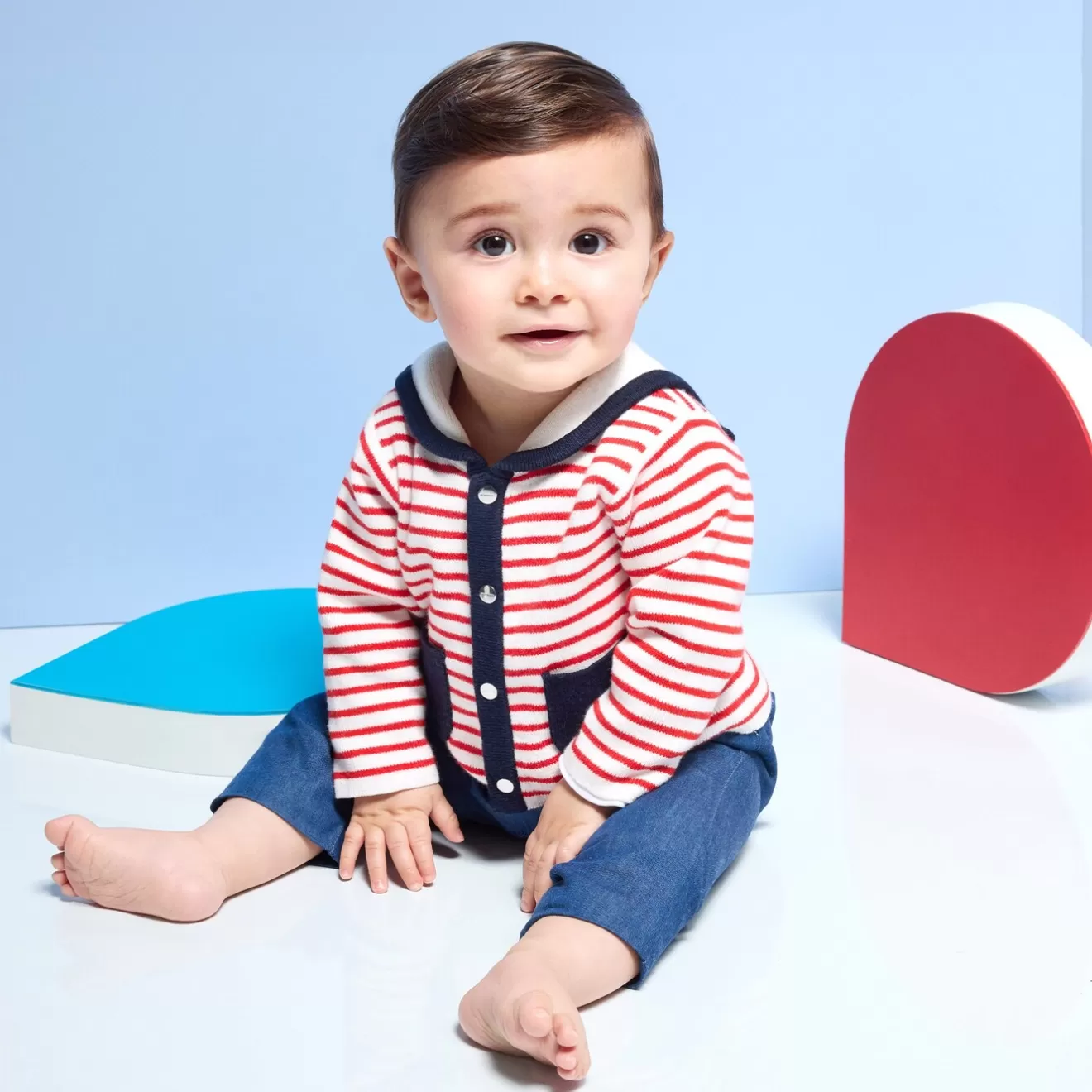 Jacadi Jumpers, Sweatshirts And Cardigans | Baby boy cardigan with a sailor collar