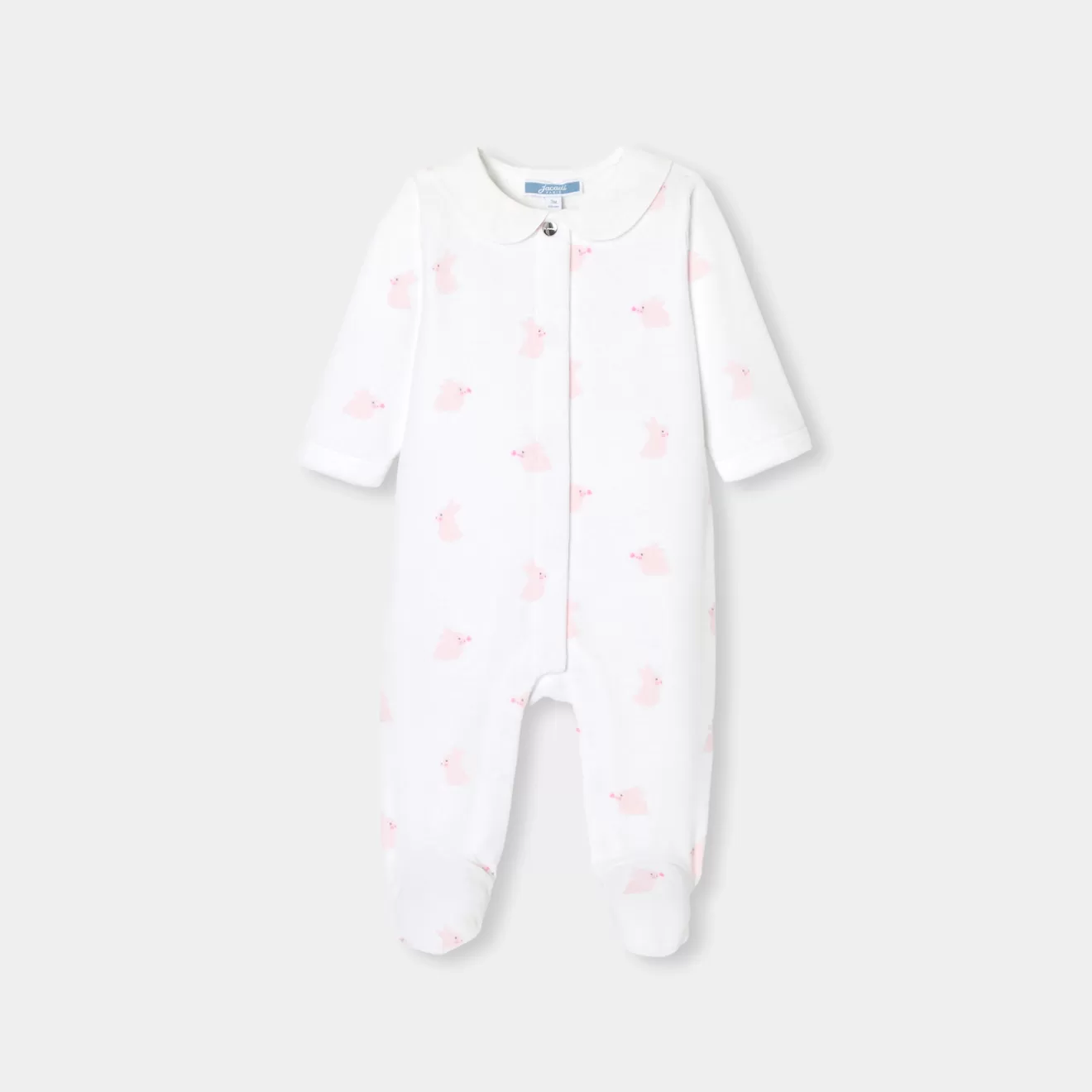 Jacadi Pajamas | Baby girl velvet pajamas with bunny pattern